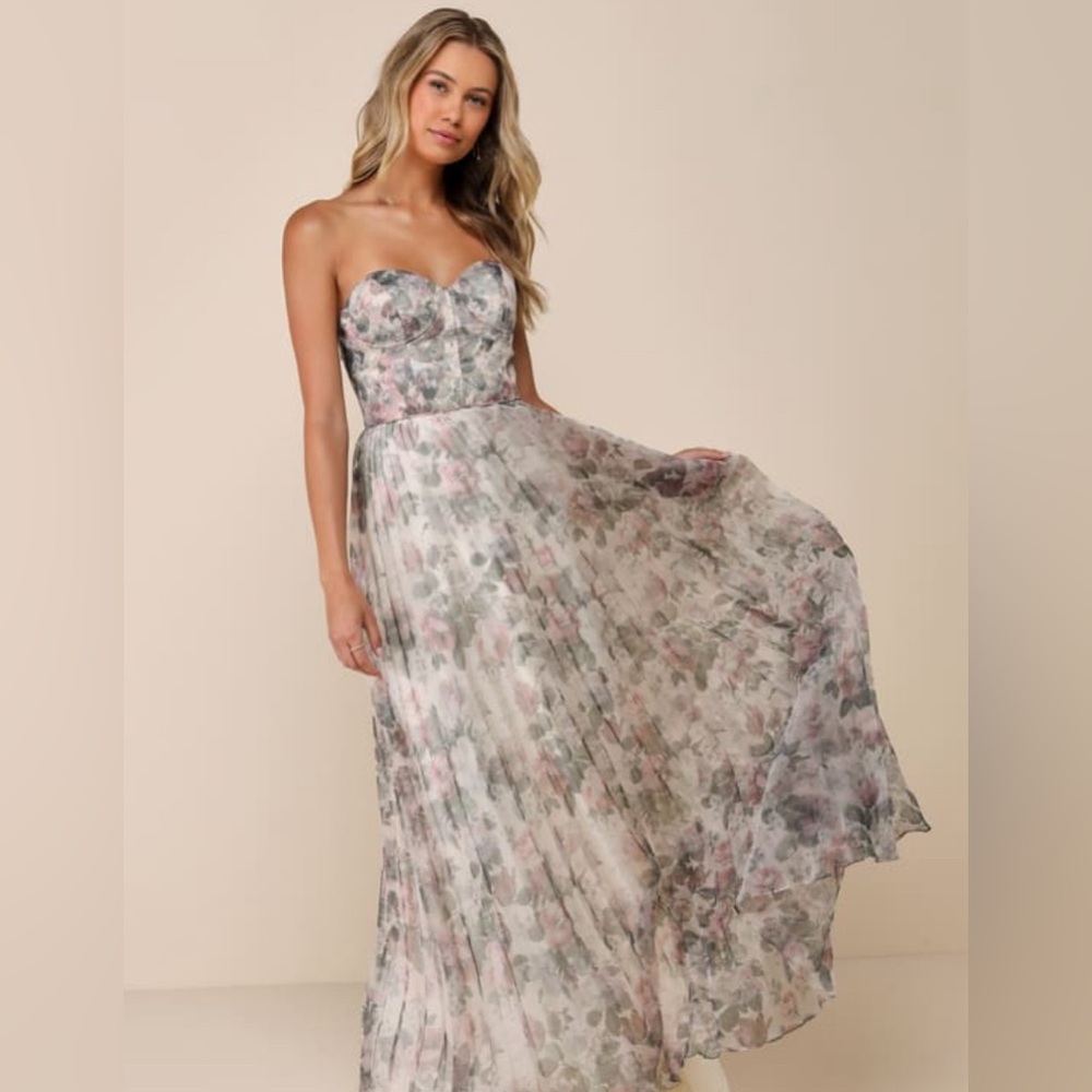 Ivory floral organza dress